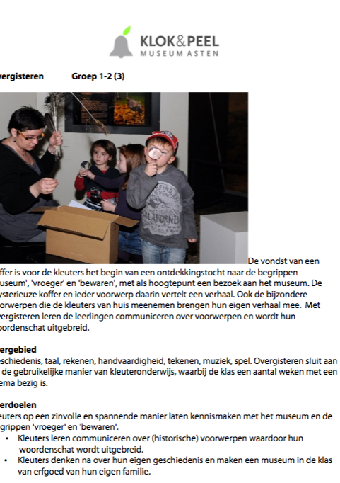 Download het PDF-document 'Aanbod Klok & Peel voor groep 1 en 2'